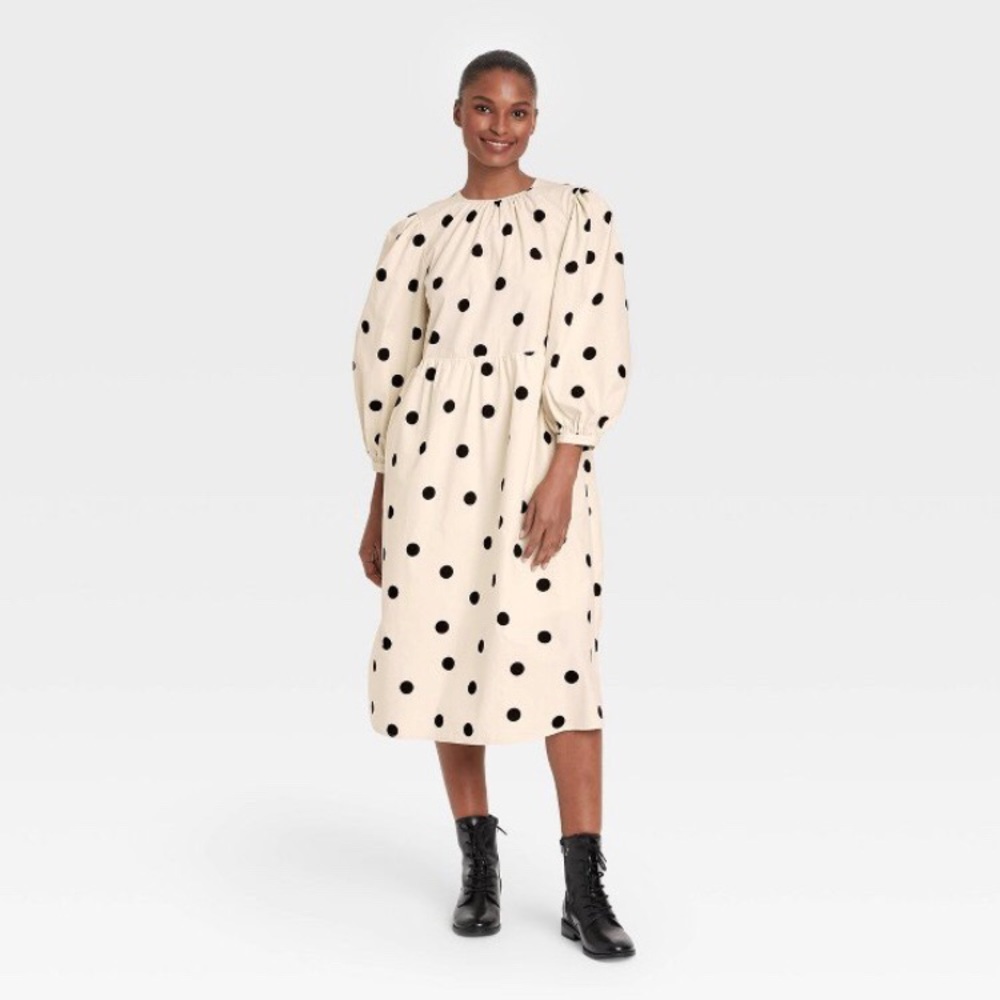 NWT Who What Wear Polka Dot Tie Back Dress